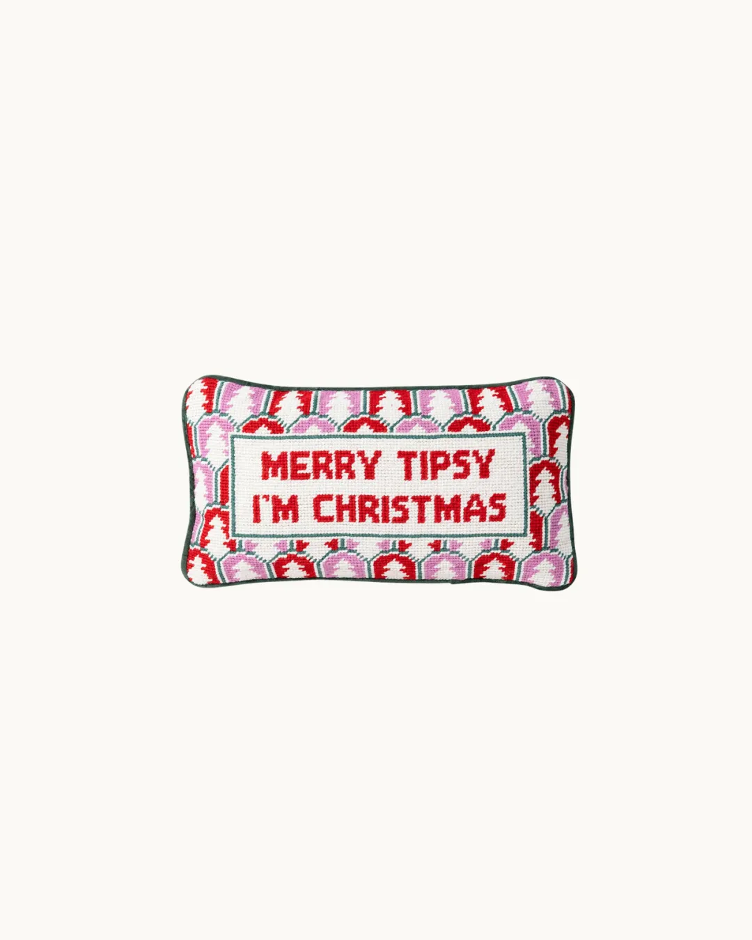 Merry Tipsy Needlepoint Pillow