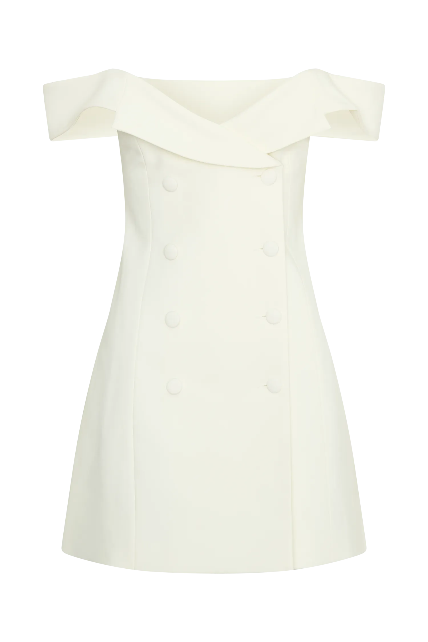 Noelle Off Shoulder Suiting Mini Dress - Ivory