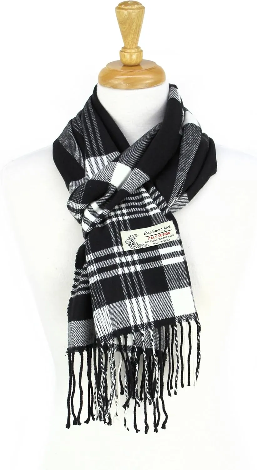 PASKMLNA Winter Scarf For Men & Women Cashmere Feel Soft, Warm, Classic Tassel Fringe Scarf