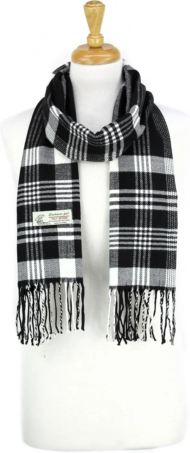 PASKMLNA Winter Scarf For Men & Women Cashmere Feel Soft, Warm, Classic Tassel Fringe Scarf