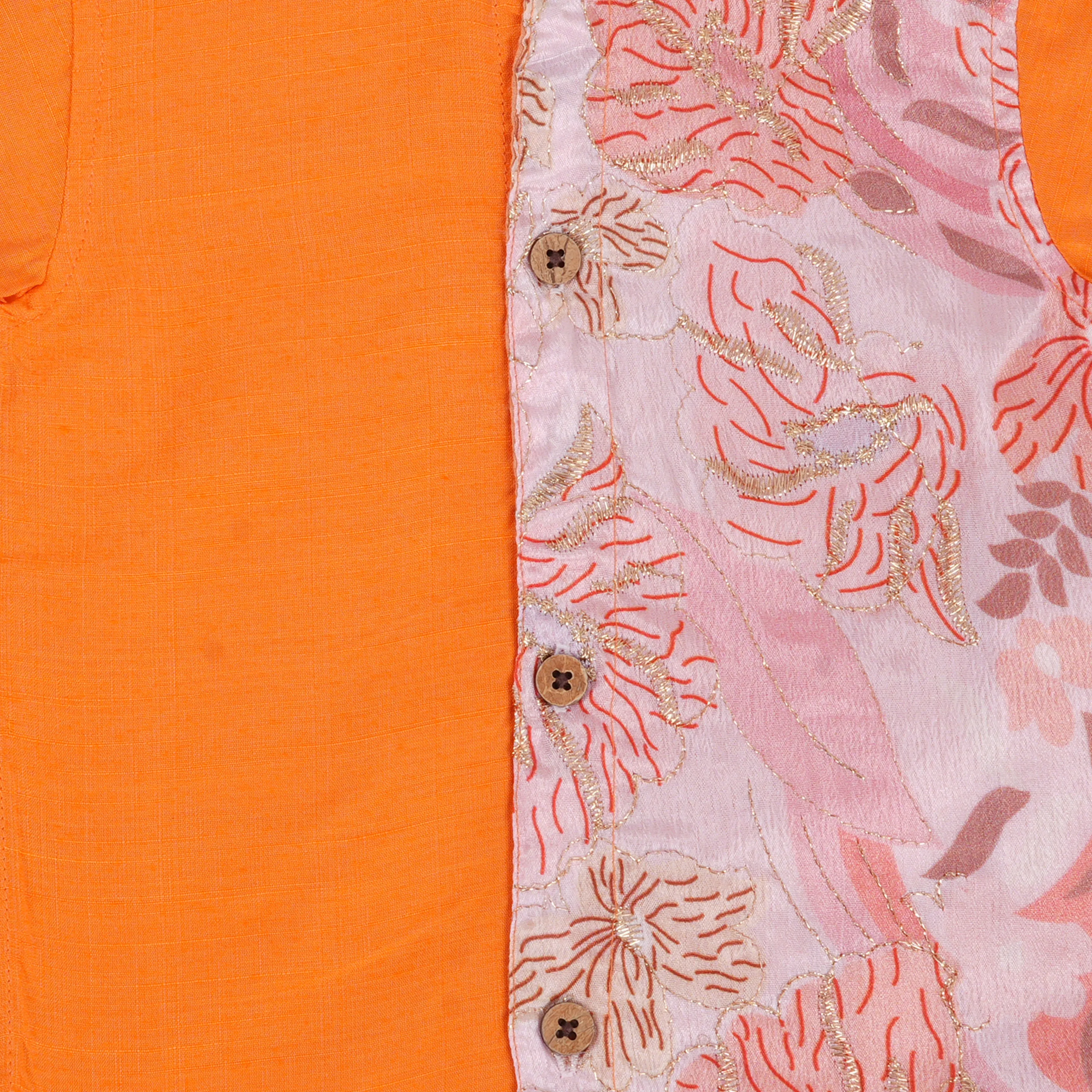 Premium Boys' Ethnic Silk Shirt and Dhoti Set in Vibrant Orange