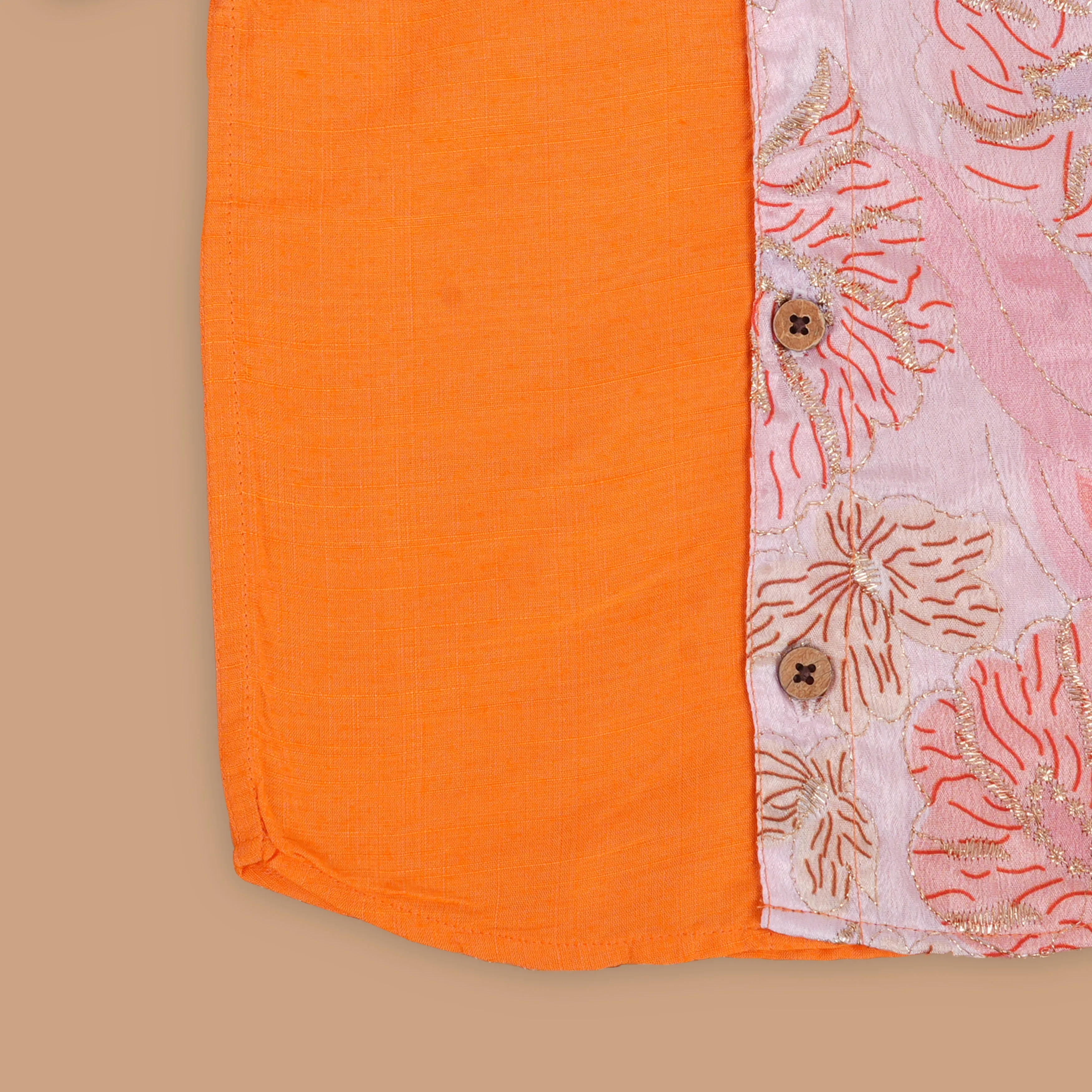Premium Boys' Ethnic Silk Shirt and Dhoti Set in Vibrant Orange