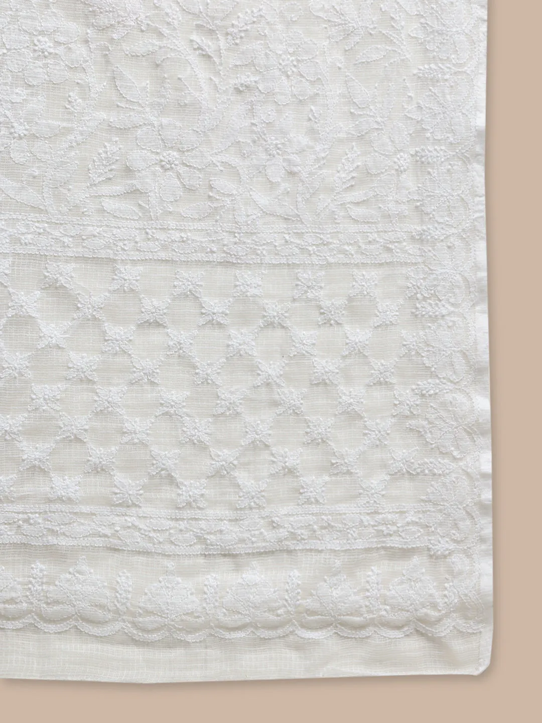 Premium Chikan Hand Embroidered Kota Doriya Saree with Blouse