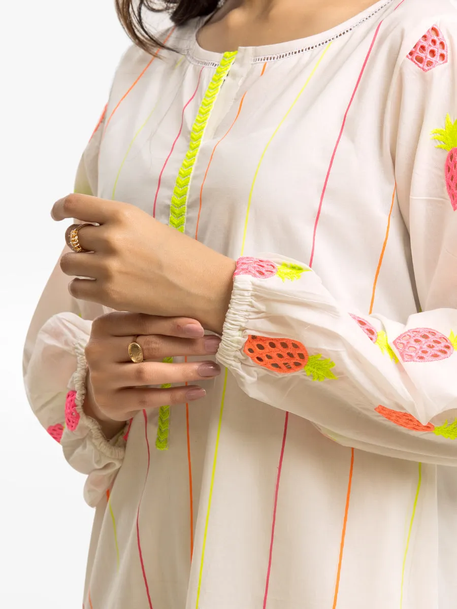 Pret 1Pc Embroidered Cambric Shirt - EWTKE23-68911S