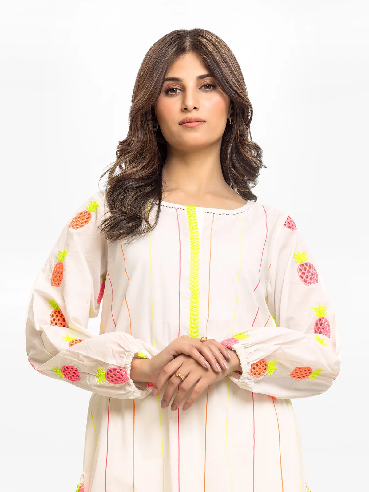 Pret 1Pc Embroidered Cambric Shirt - EWTKE23-68911S
