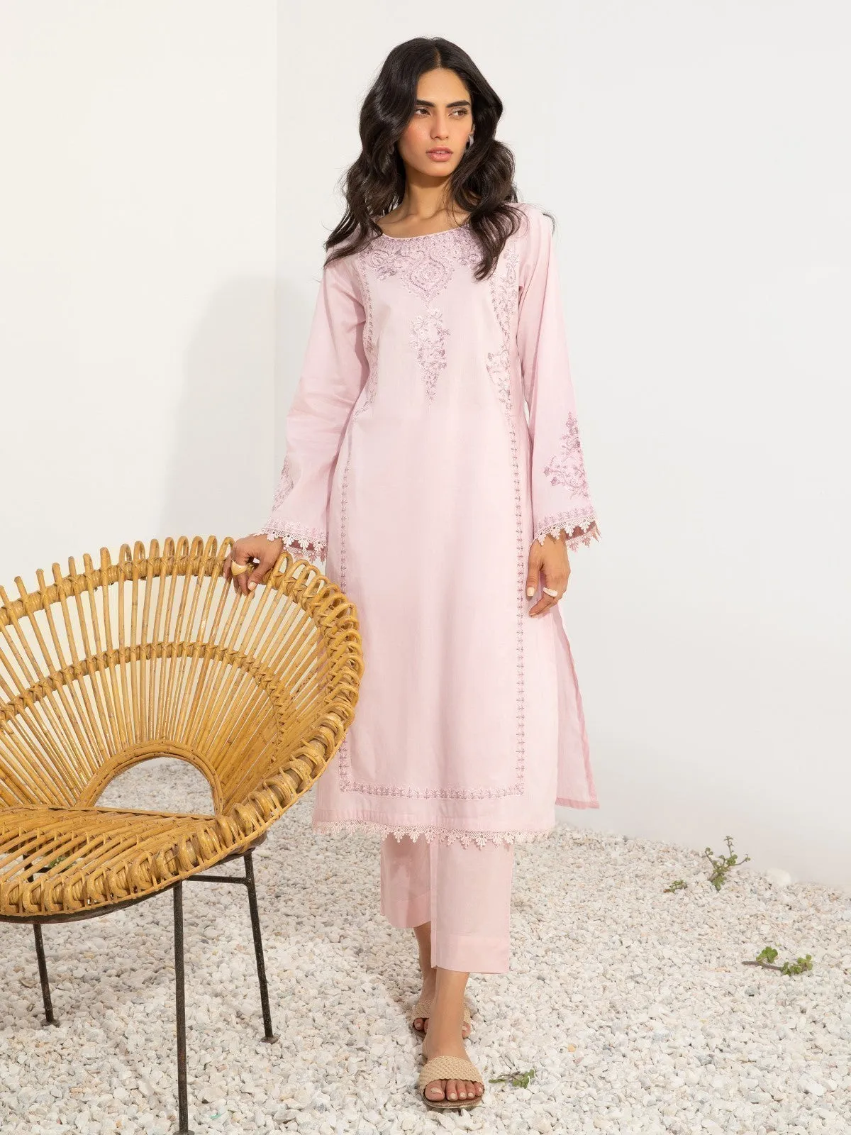 Pret 2Pc Embroidered Cambric Shirt Trouser - EWTKE22-68222ST