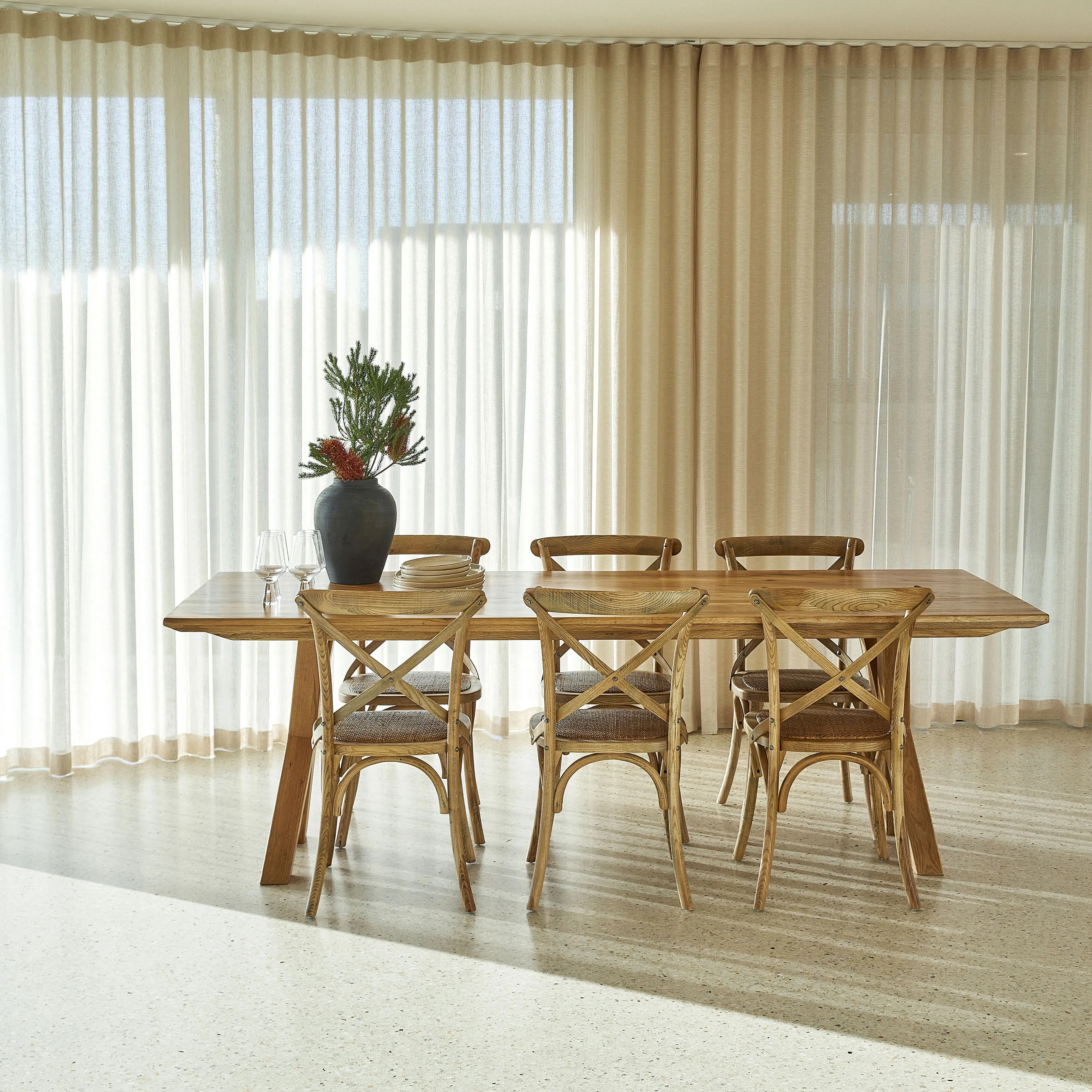 Provincial Cross Back Dining Chair Natural Oak