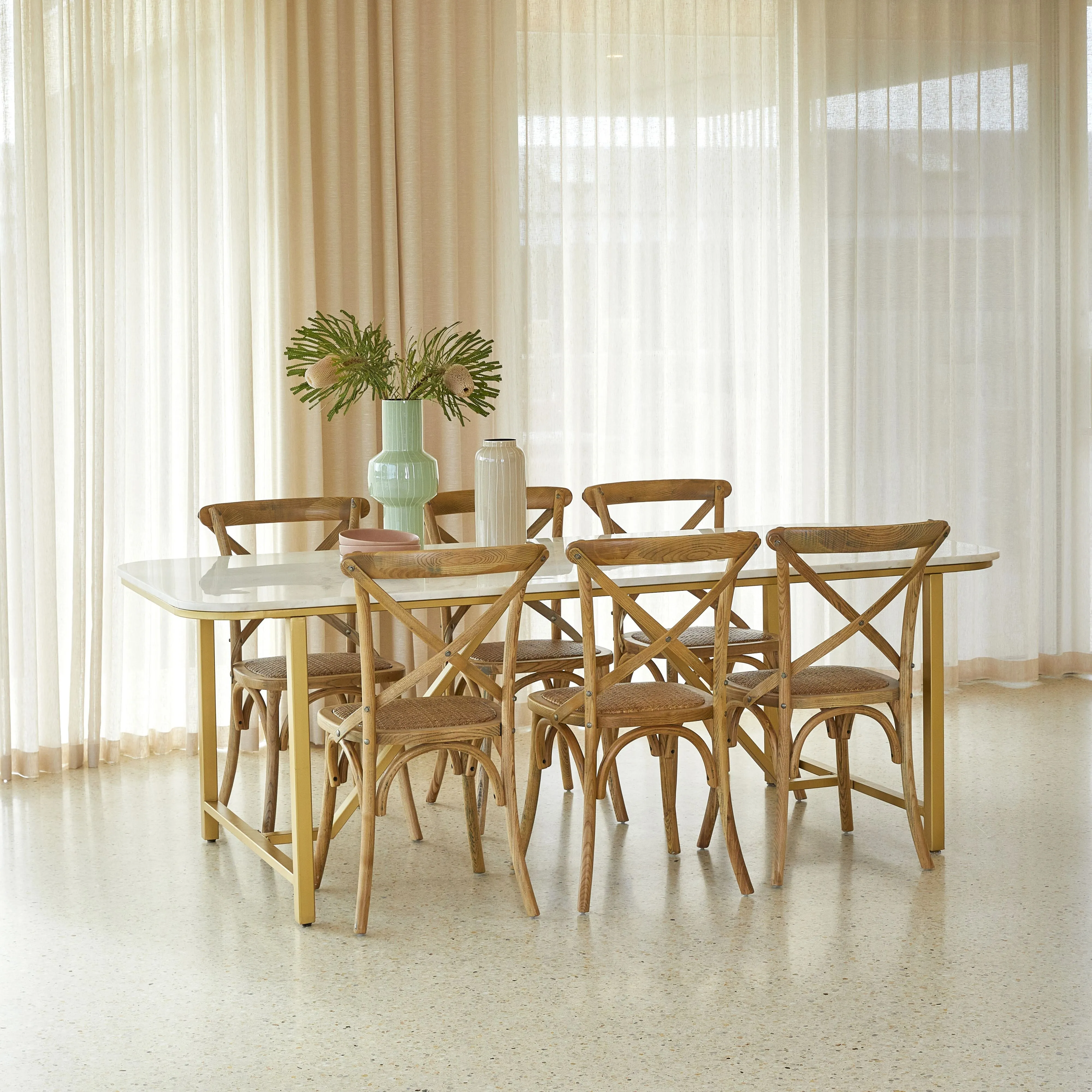 Provincial Cross Back Dining Chair Natural Oak