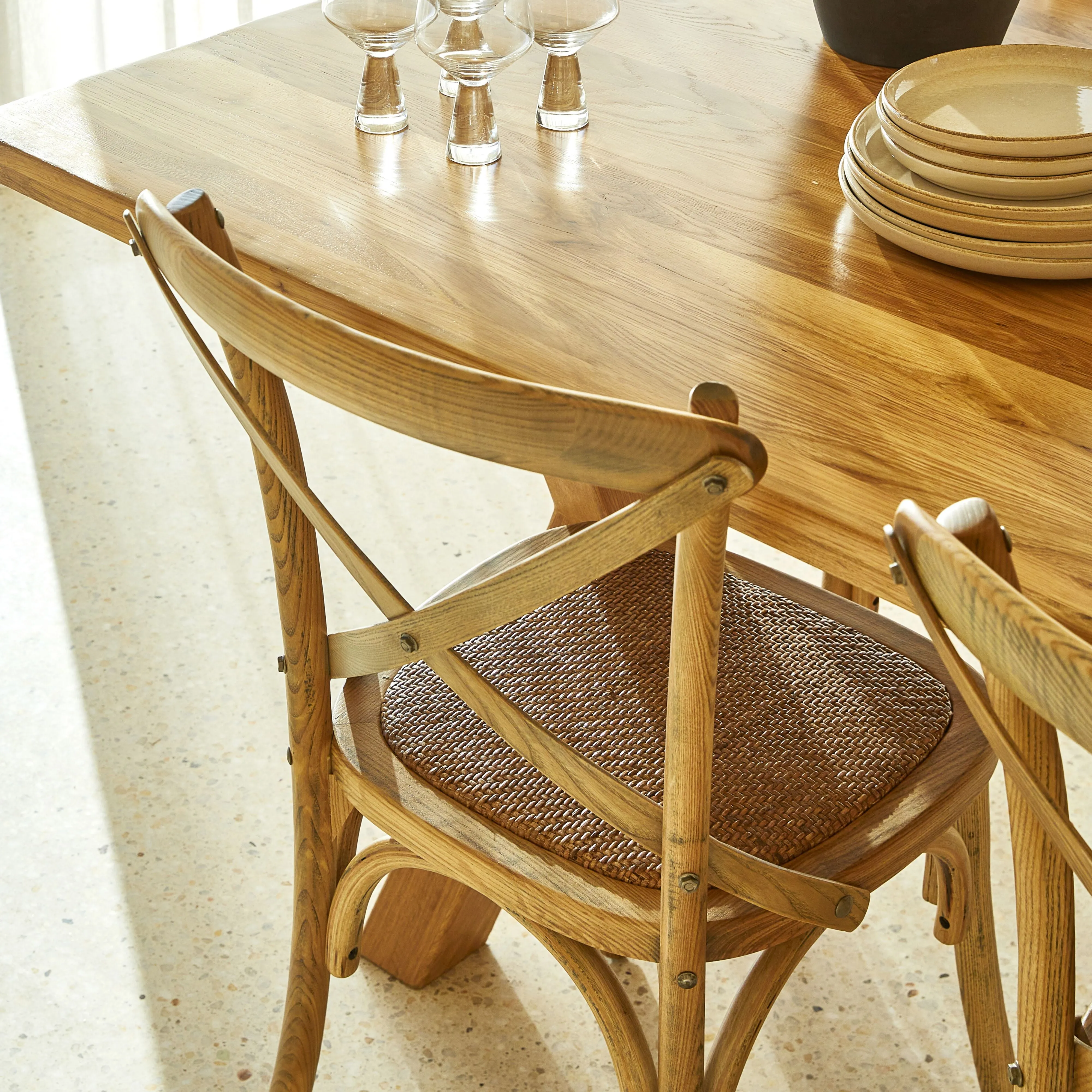 Provincial Cross Back Dining Chair Natural Oak