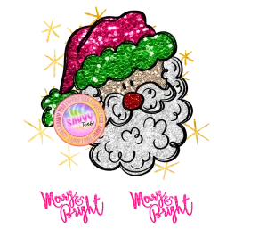 Santa Glitter Looking with two sleeves DTF Transfer: Adult