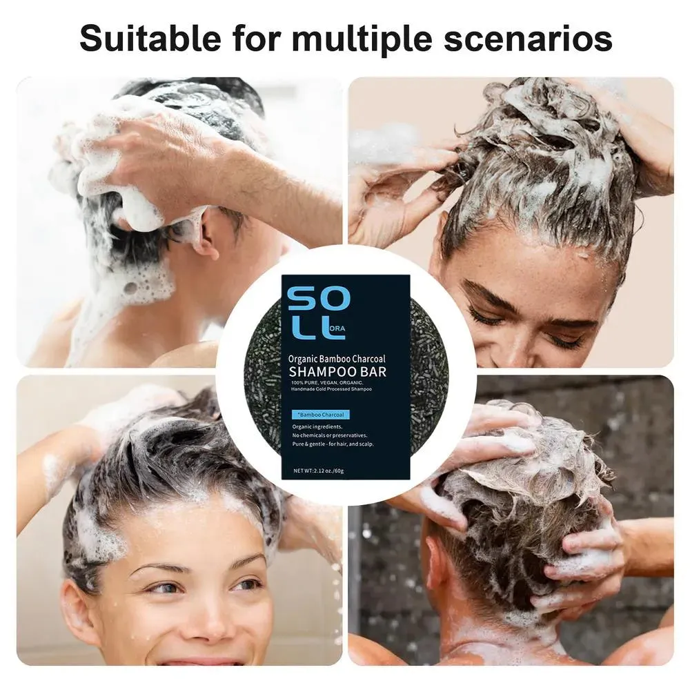 Sol lora Charcoal Hair Darkening Bar - Natural Shampoo Soap Bar for White to Black Hair - 60g (Pack of 3 Pcs)