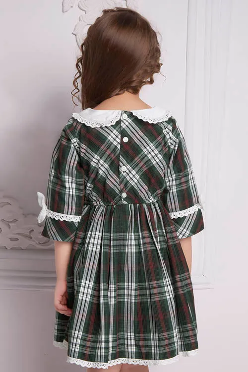 Soleilclo Hand Embroidered Tartan Cotton Dress