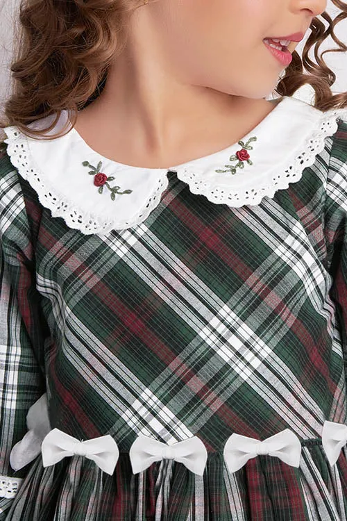 Soleilclo Hand Embroidered Tartan Cotton Dress