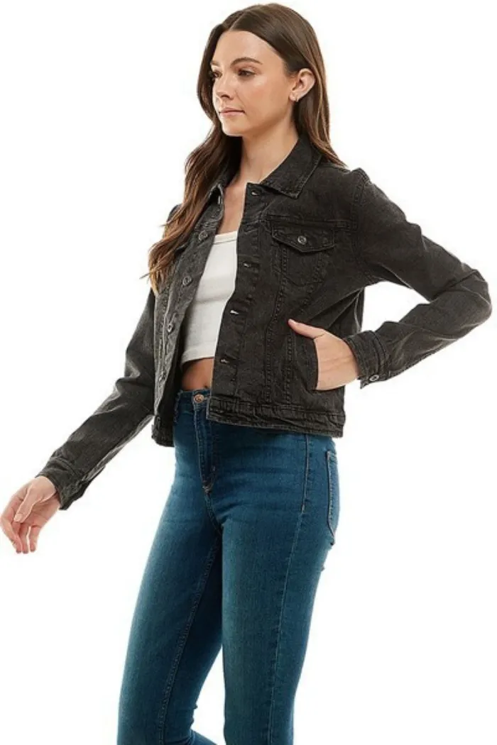 Stretch Solid ladies Casual Denim Jacket