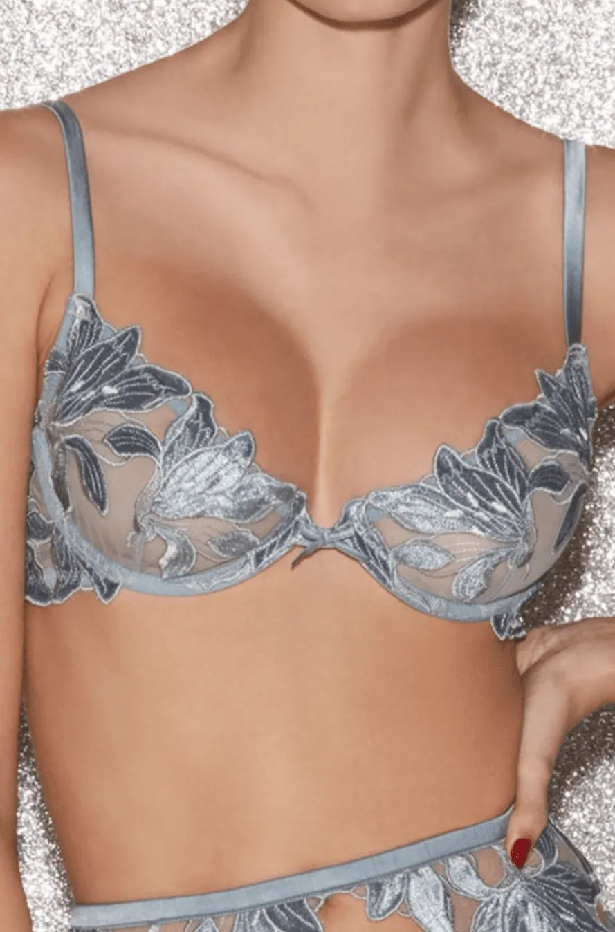 Velvet Lily Embroidery Demi Bra