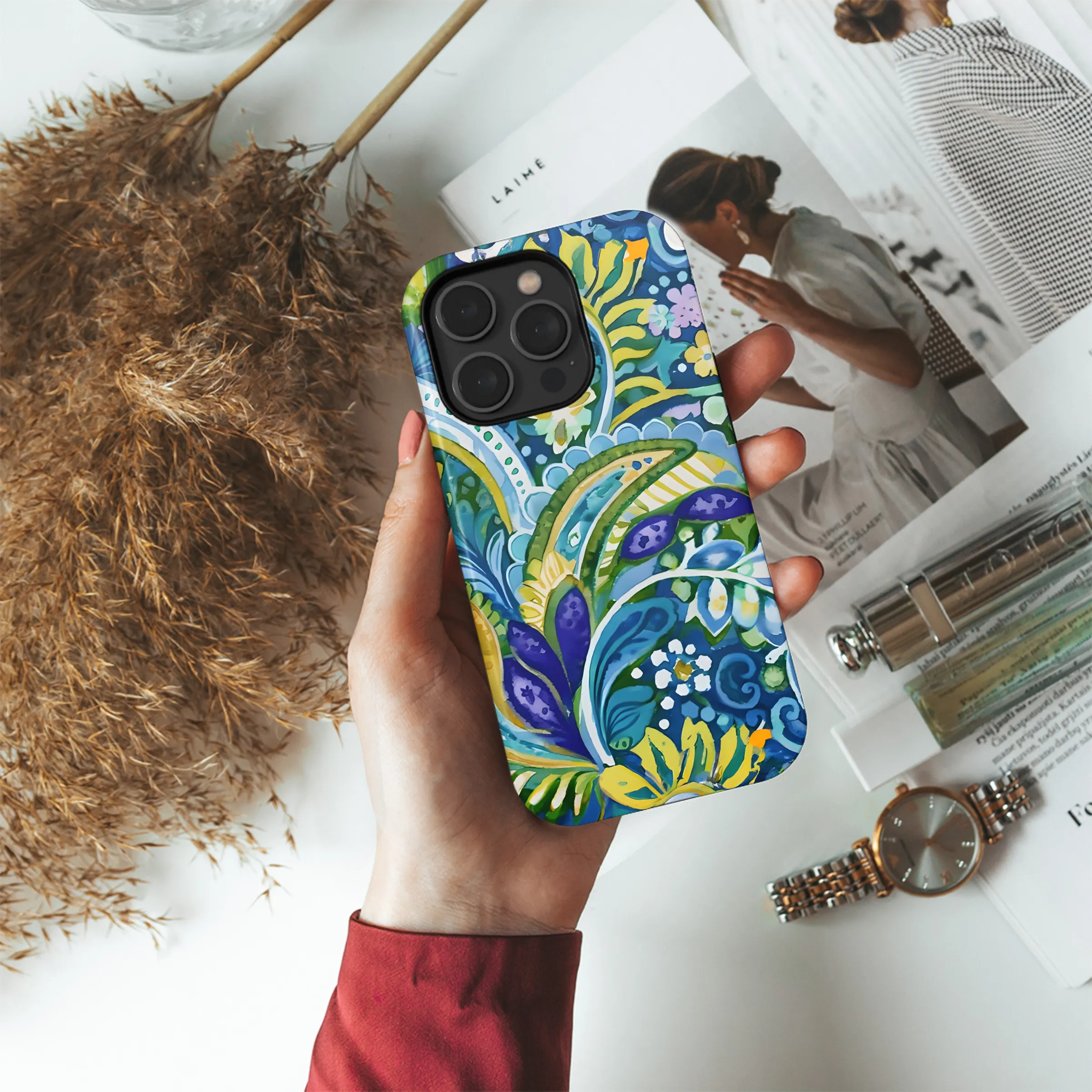 Vibrant Paisley Watercolor Floral Phone Case iPhone Samsung Cover Pixel 2893