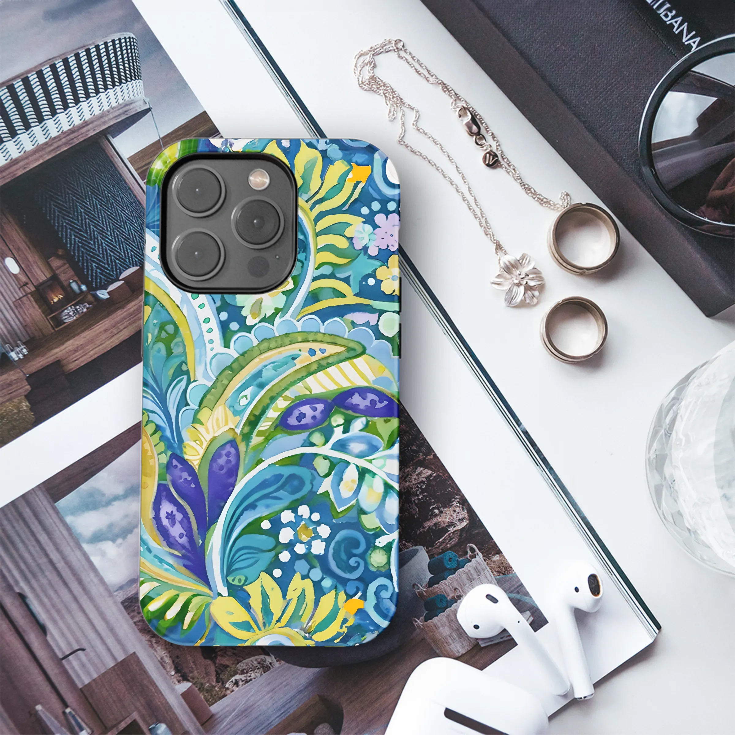 Vibrant Paisley Watercolor Floral Phone Case iPhone Samsung Cover Pixel 2893
