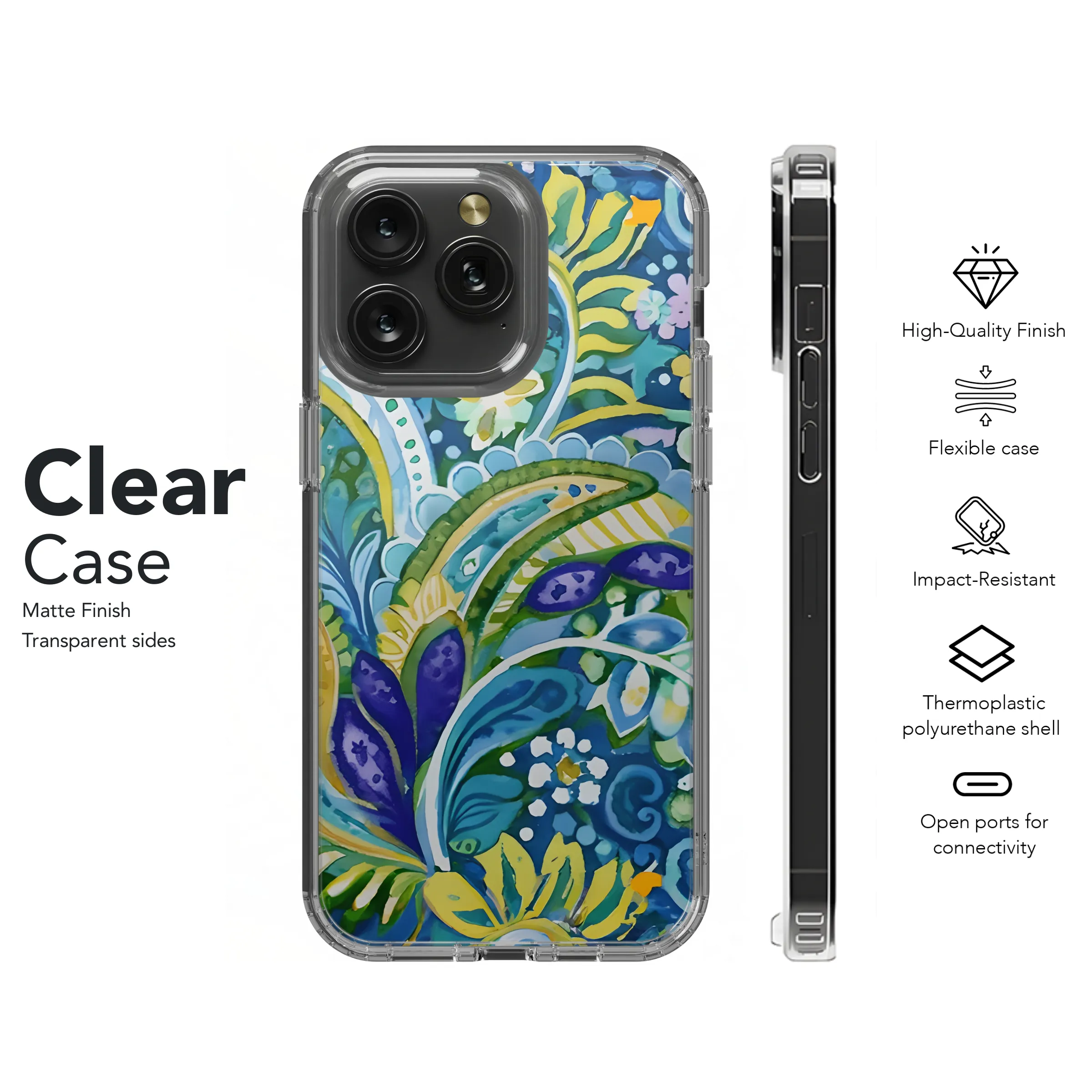 Vibrant Paisley Watercolor Floral Phone Case iPhone Samsung Cover Pixel 2893