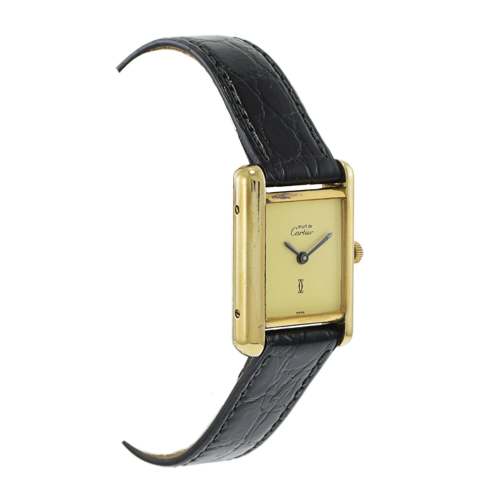 Vintage 1980s Must de Cartier Paris Cream Dial Vermeil Watch