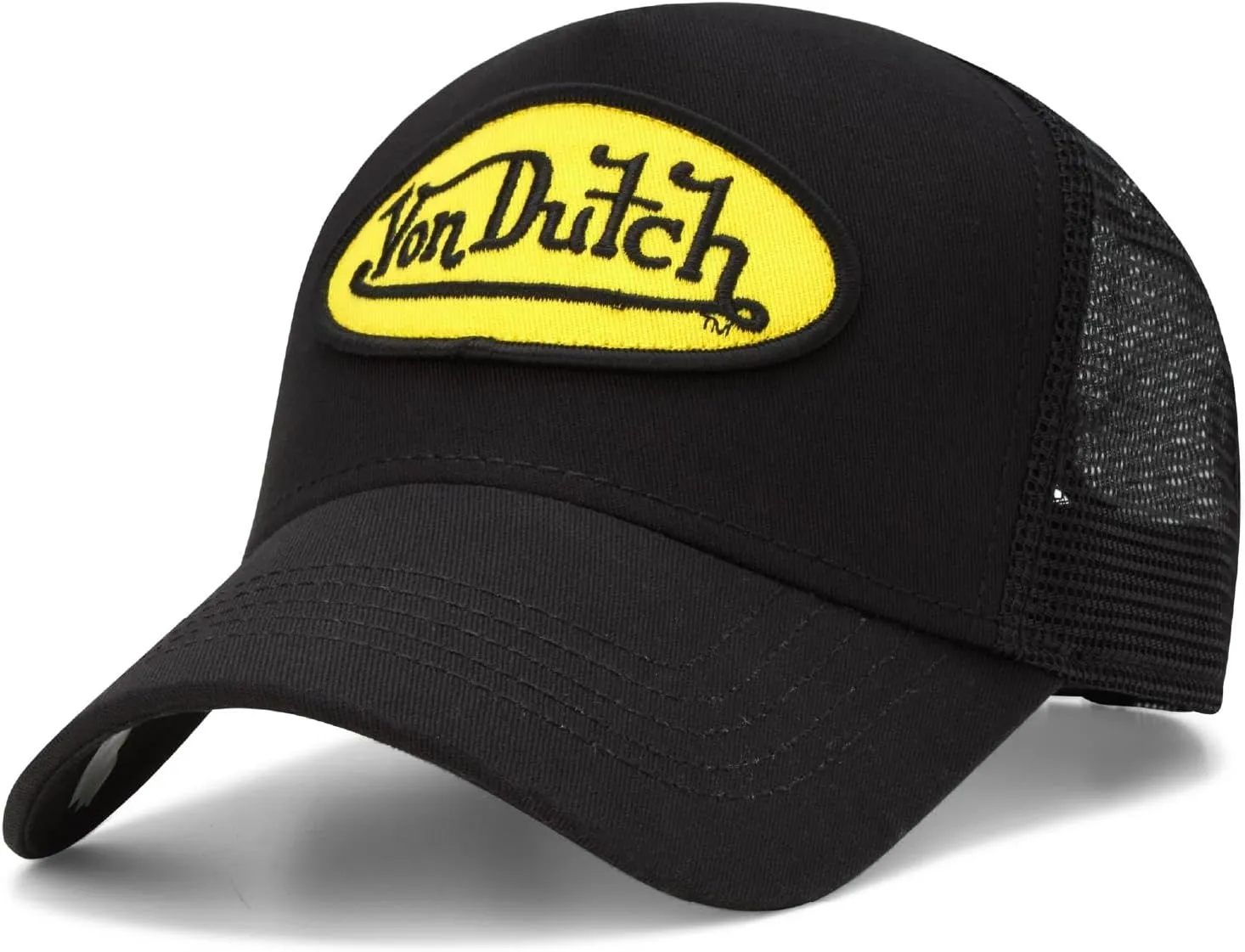 Von Dutch Unisex Trucker Hat - Curved Bill Mesh Back Retro Classic Adjustable Snapback Baseball Cap for Men and Women