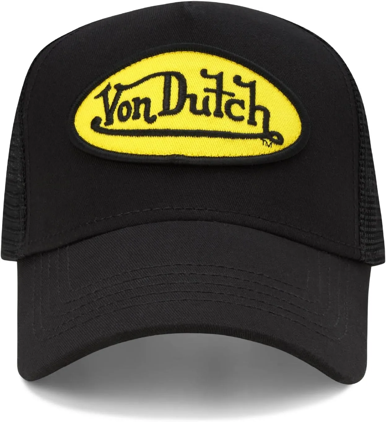 Von Dutch Unisex Trucker Hat - Curved Bill Mesh Back Retro Classic Adjustable Snapback Baseball Cap for Men and Women