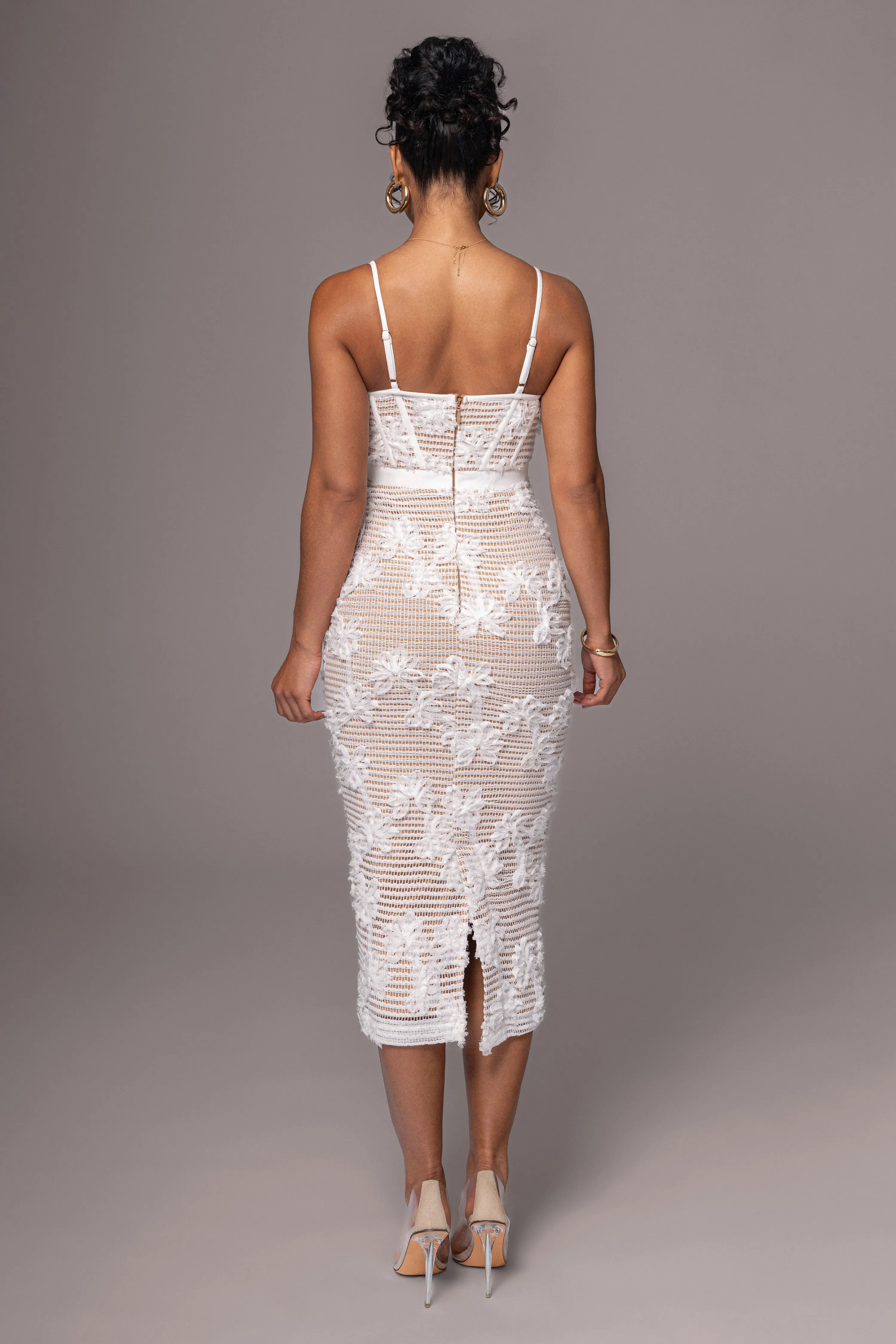 White Angelic Lace Midi Dress
