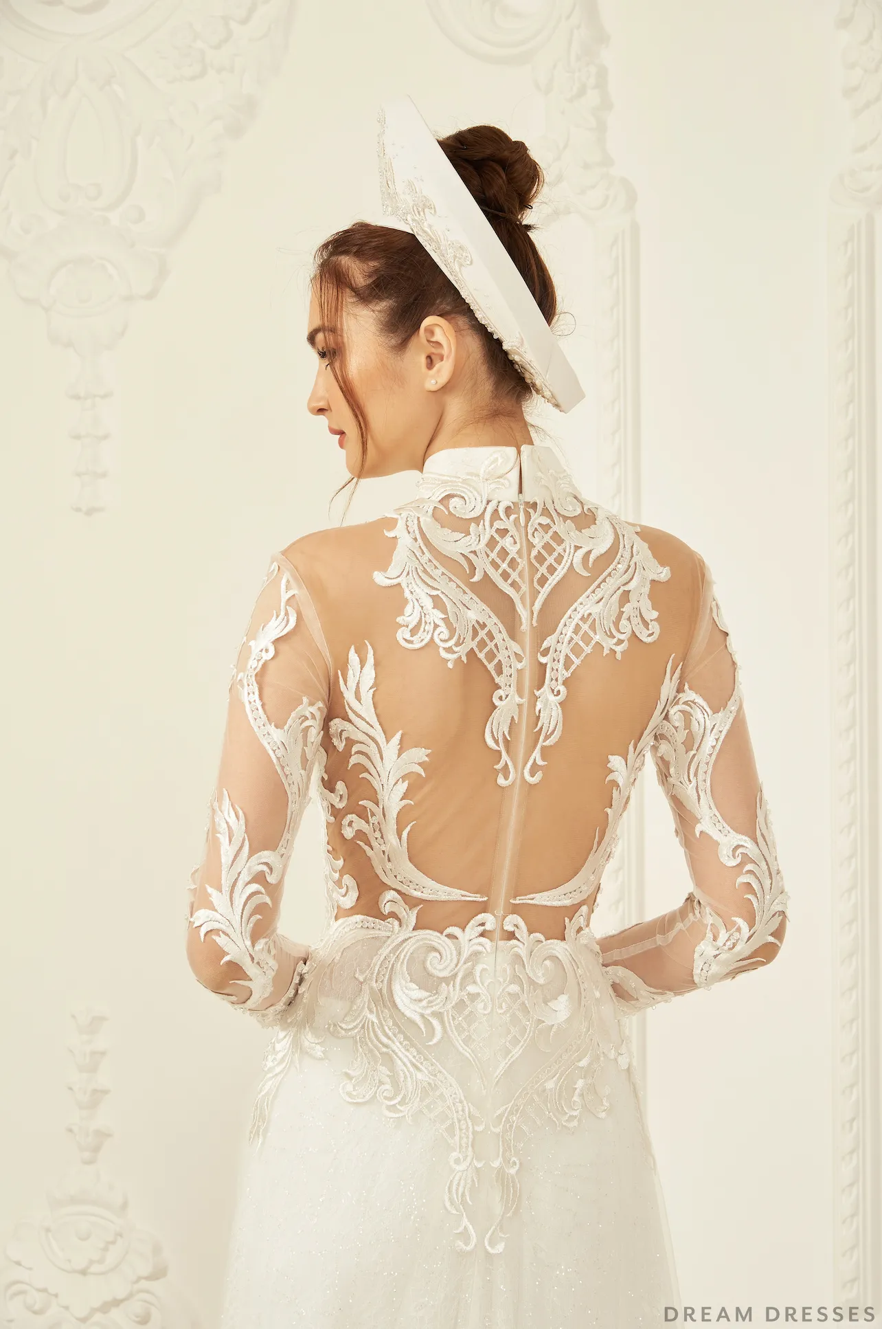 White Ao Dai Hat | Vietnamese Bridal Hat (#LIA)