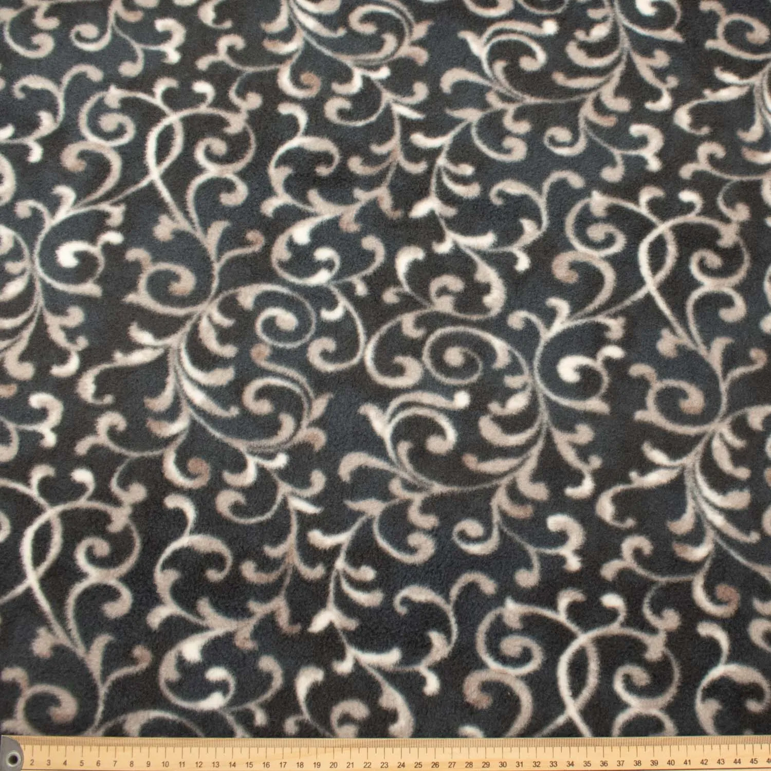 White Vines on Grey Printed Polar Fleece Design 116
